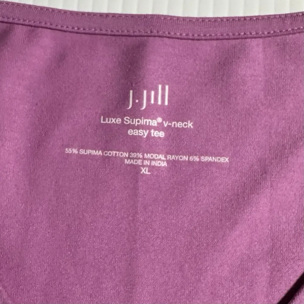 J.Jill Luxe Supima Easy Tee Size XL Womens Top Pink Petunia Boxy V-Neck NWT - Picture 5 of 9